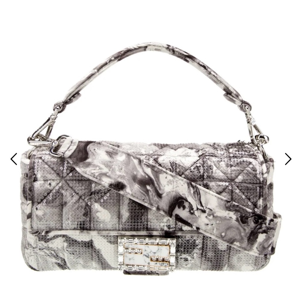 🦄 RARE Fendi Marble custom sequin Baguette Shoulder Bag - Picture 1 of 9